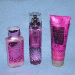 **CLOSET ON HOLD**BATH AND BODY WORKS **3 ITEMS** Twisted Peppermint Fragrance
